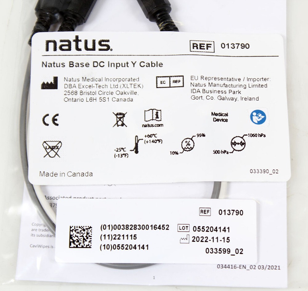 Natus 013790 Quantum Base DC Input Y Cable -Brand New-