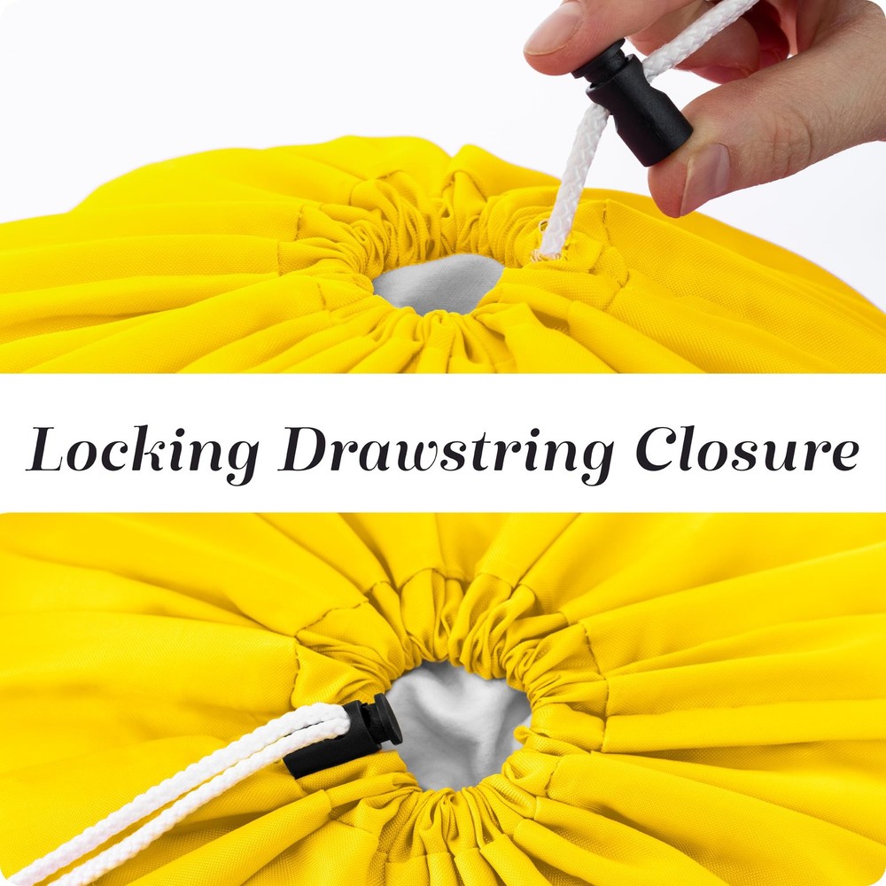Nylon Laundry Bag Locking Drawstring Closure Machine Washable Yellow 1 Bag