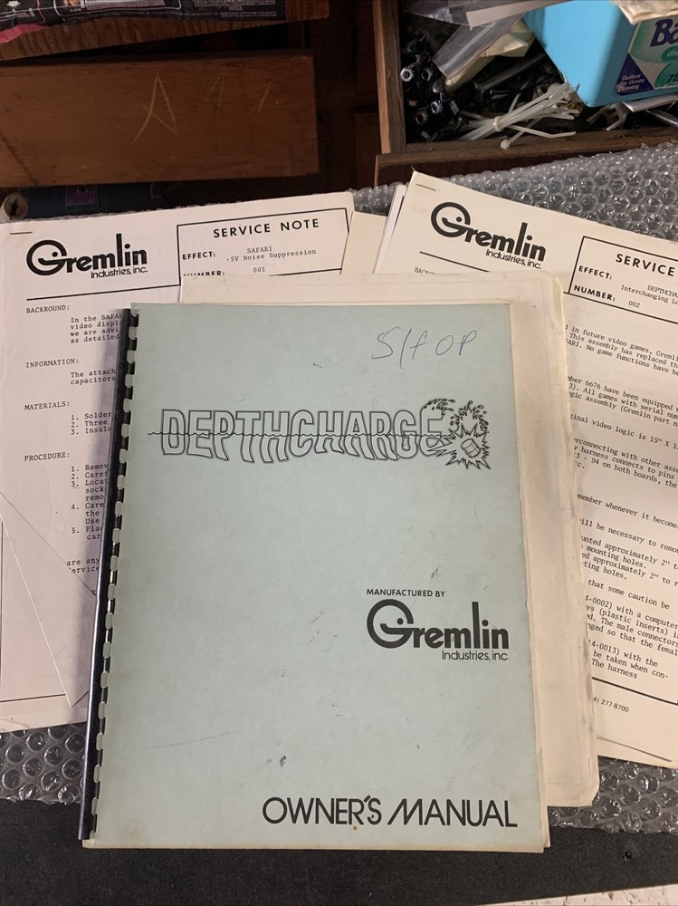 original Depth Charge Sega Gremlin  game owners manual