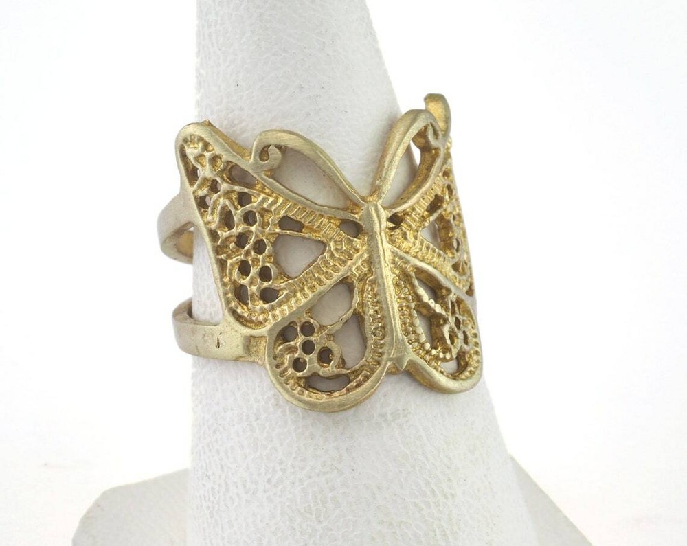 Butterfly Ring Adjustable Ring Raw brass (17.5mm 7US inner size) 2647