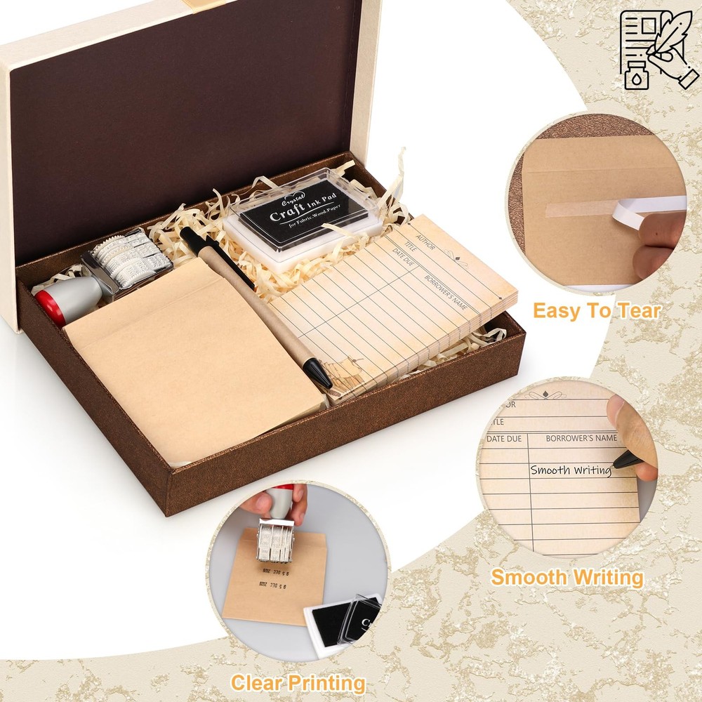 105 PCS Library Card Pockets Personal Library Kit With Due Date Note Cards