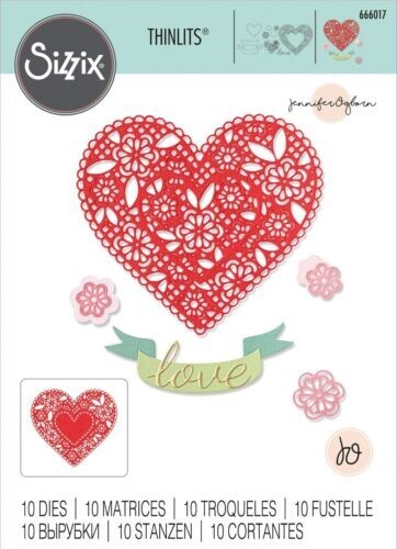 Sizzix "Doily Heart" by Jennifer Ogborn Thinlits Dies- 666017 MSRP $25