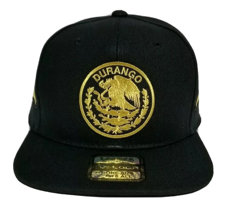 DURANGO MEXICO HAT BLACK 3LOGOS SNAP BACK ADJUSTABL NEW