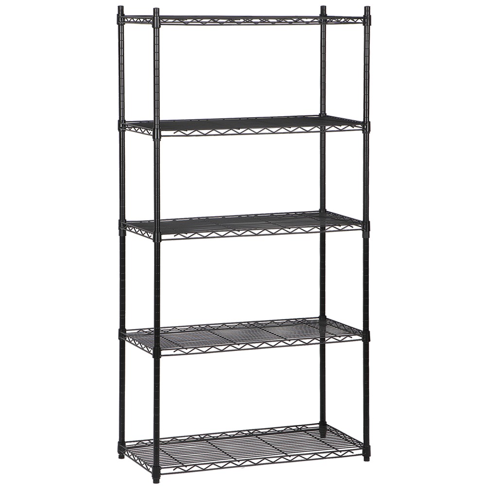 5 Layer Unit Wire Rack Storage Shelf Black Holder Kitchen Display Office Black