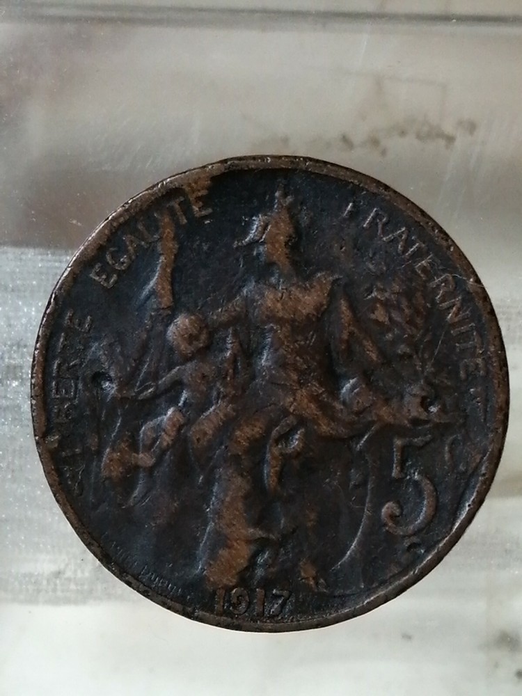 REPUBBLICA FRANCESE 5 CENTIMES 1917 DUPUIS BRONZO