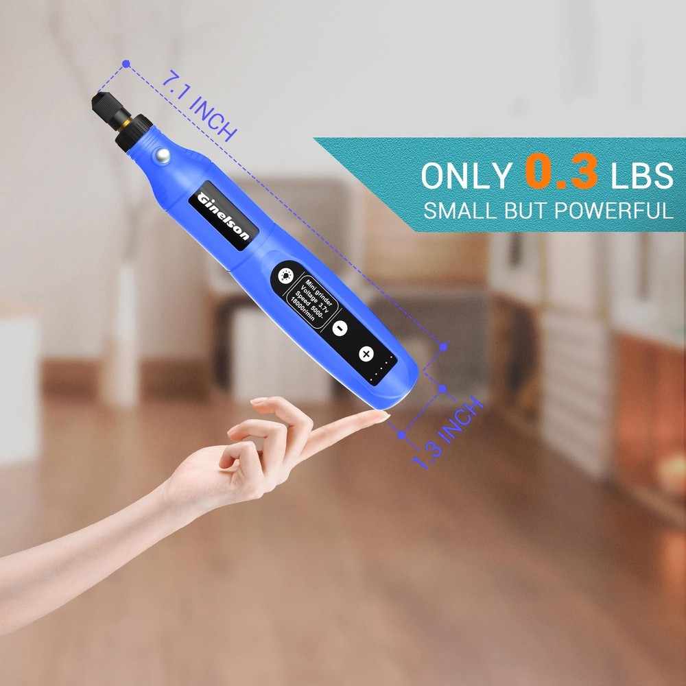 GINELSON Cordless Rotary Tool, 5 Variable Speed Mini Tool Kit Blue