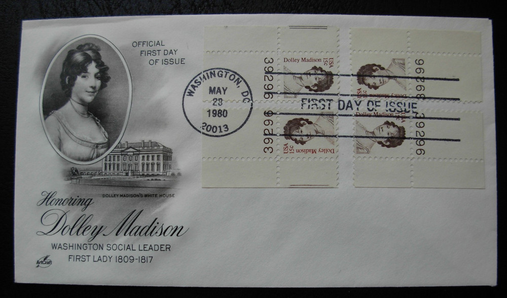 1882 Dolley Madison  FDC - Matched Set Single Plate #s