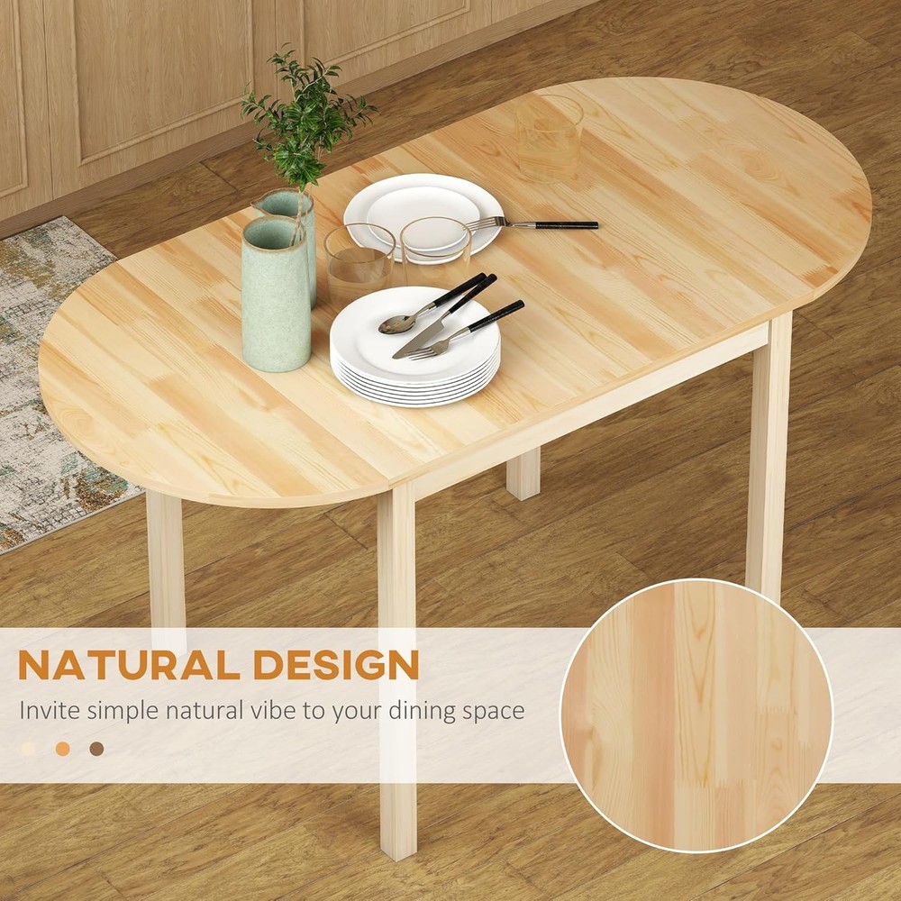 Solid Wood Folding Dining Table Drop Leaf Expandable Round Natural Small Spaces