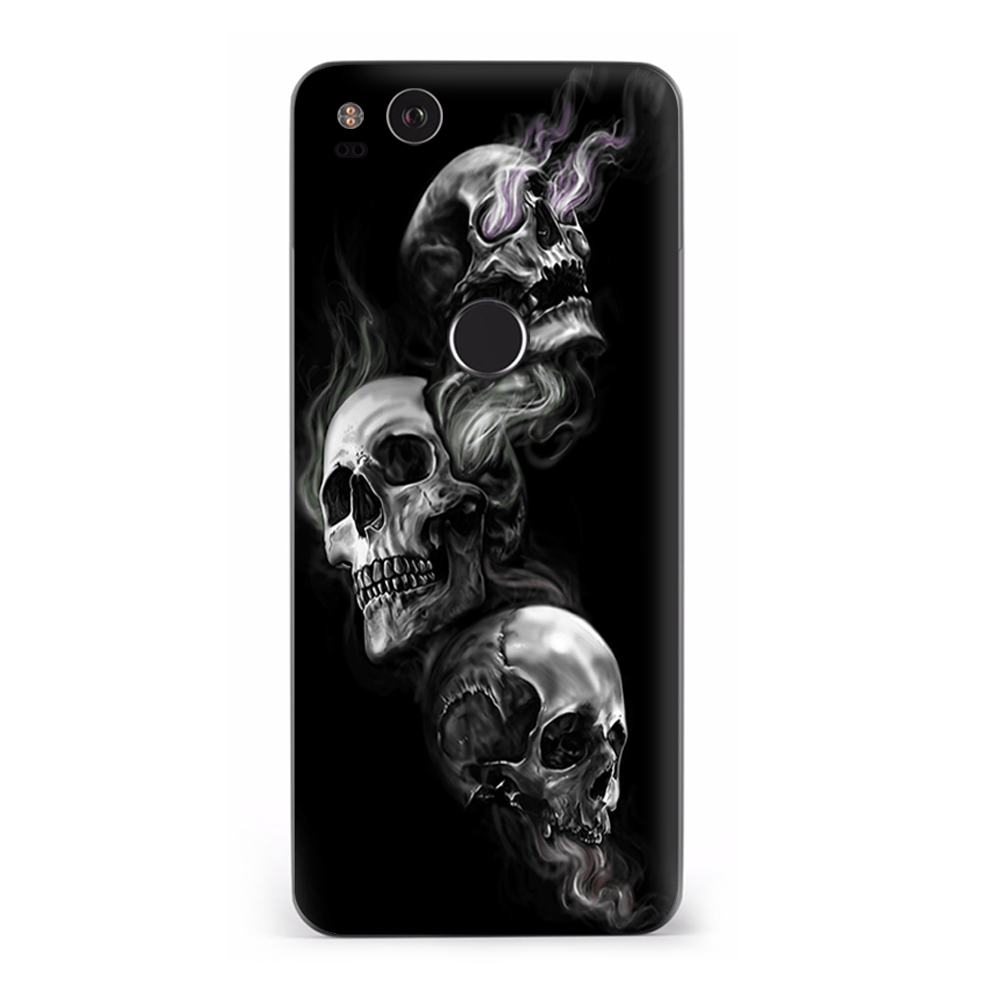Google Pixel 2 Skins Decal Wrap glowing Skulls in Smoke