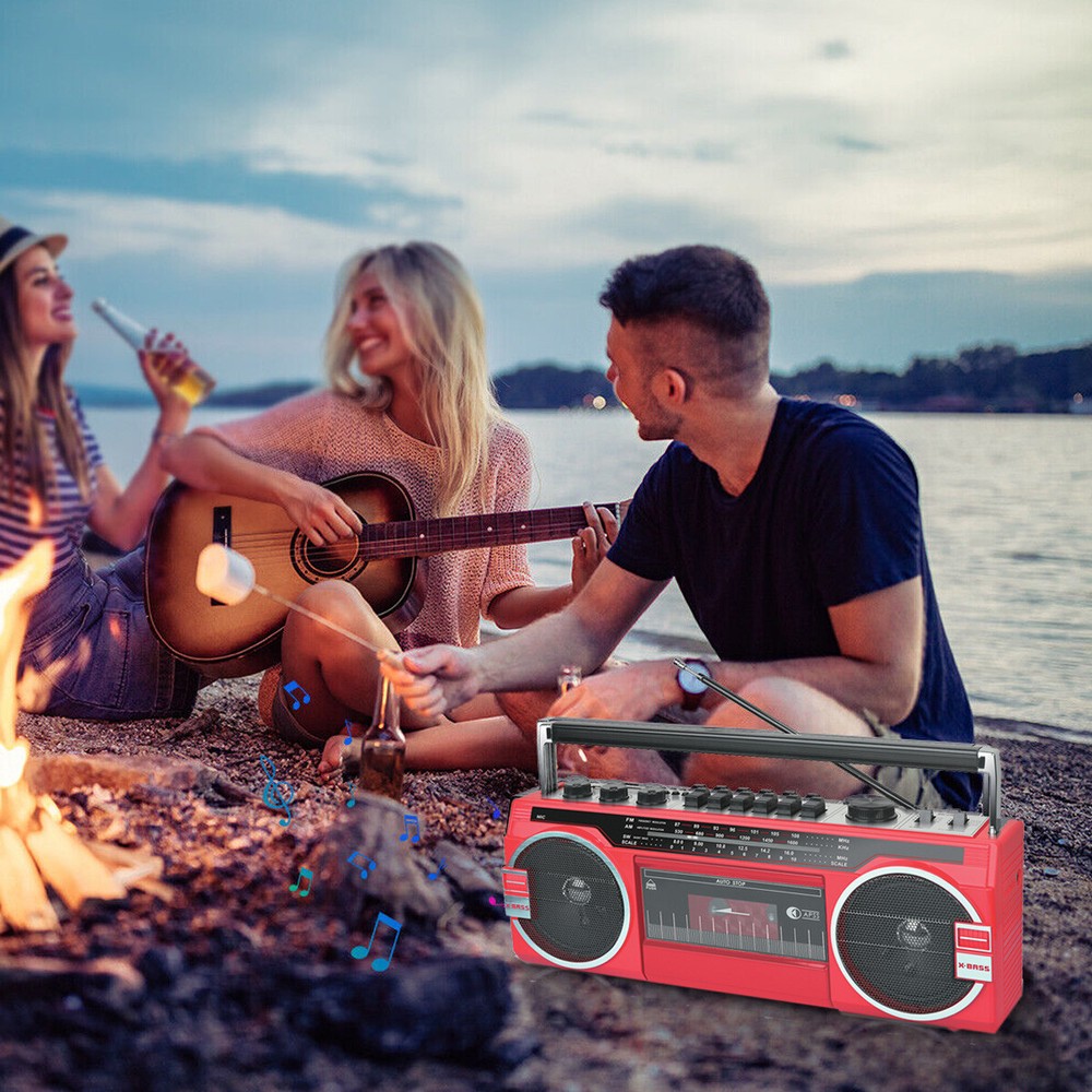 Portable Cassette Boombox Tape Player Bluetooth Speaker Support SD/USB Input
