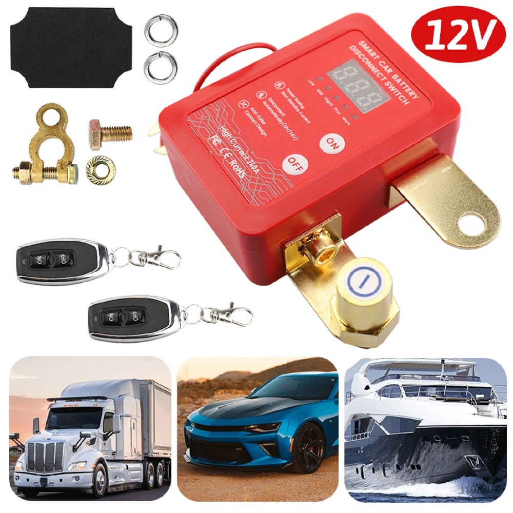 Remote Battery Disconnect Switch 12V/24V 240A Kill Switch LED Voltmeter Display～