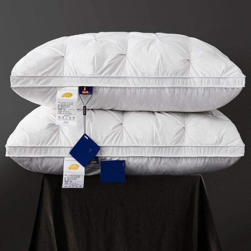 95% goose down pillow, white cotton pillowcase, rectangular bedroom pillow