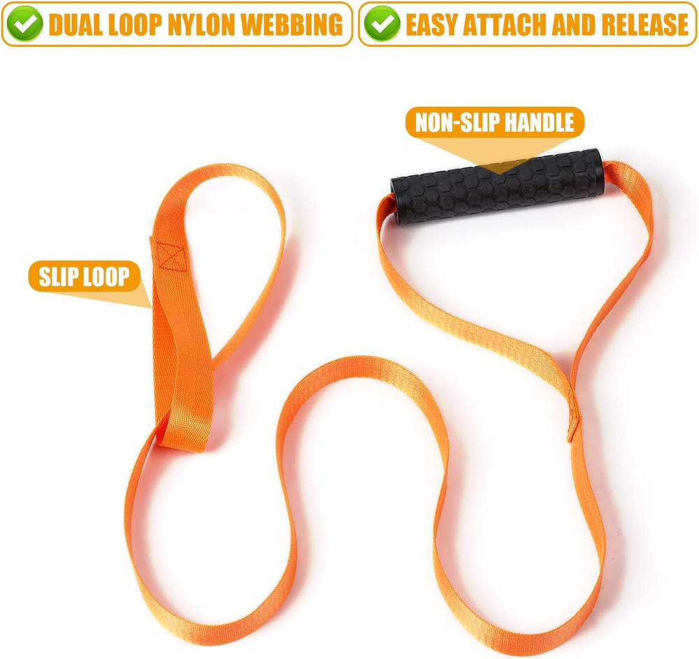 2Pcs Deer Drag Harness, Orange Deer Puller Sled Rope with Self-Lock Loop and Eas