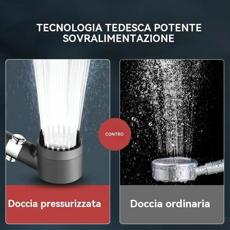 Shower Head with High Pressure Filter and Spray Adjustable in 3 Modes