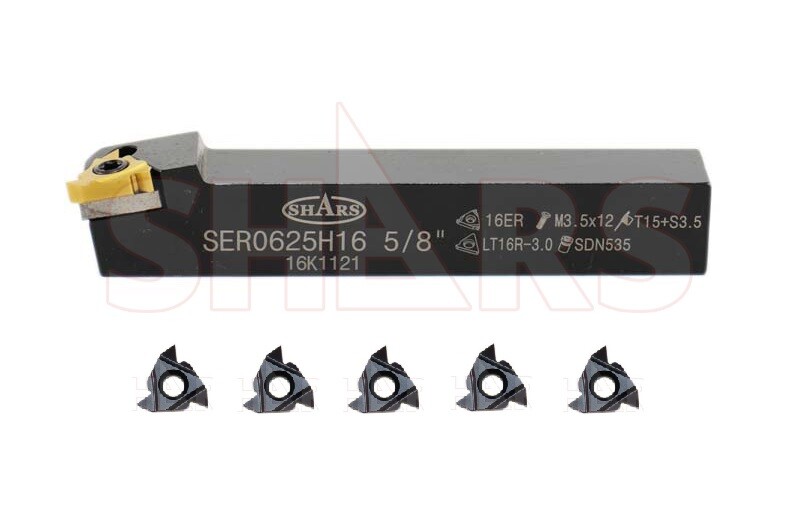 Shars 5/8 RH Indexable Threading Tool Holder + 5 pcs ER16 Insert Certificate P]