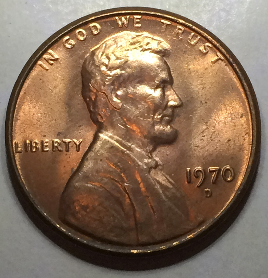 1970 D Lincoln Cent BU Mostly Red- Spike Head- Unlisted