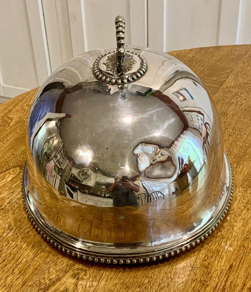 Large Antique Silver-Plated Meat Dome - AS IS