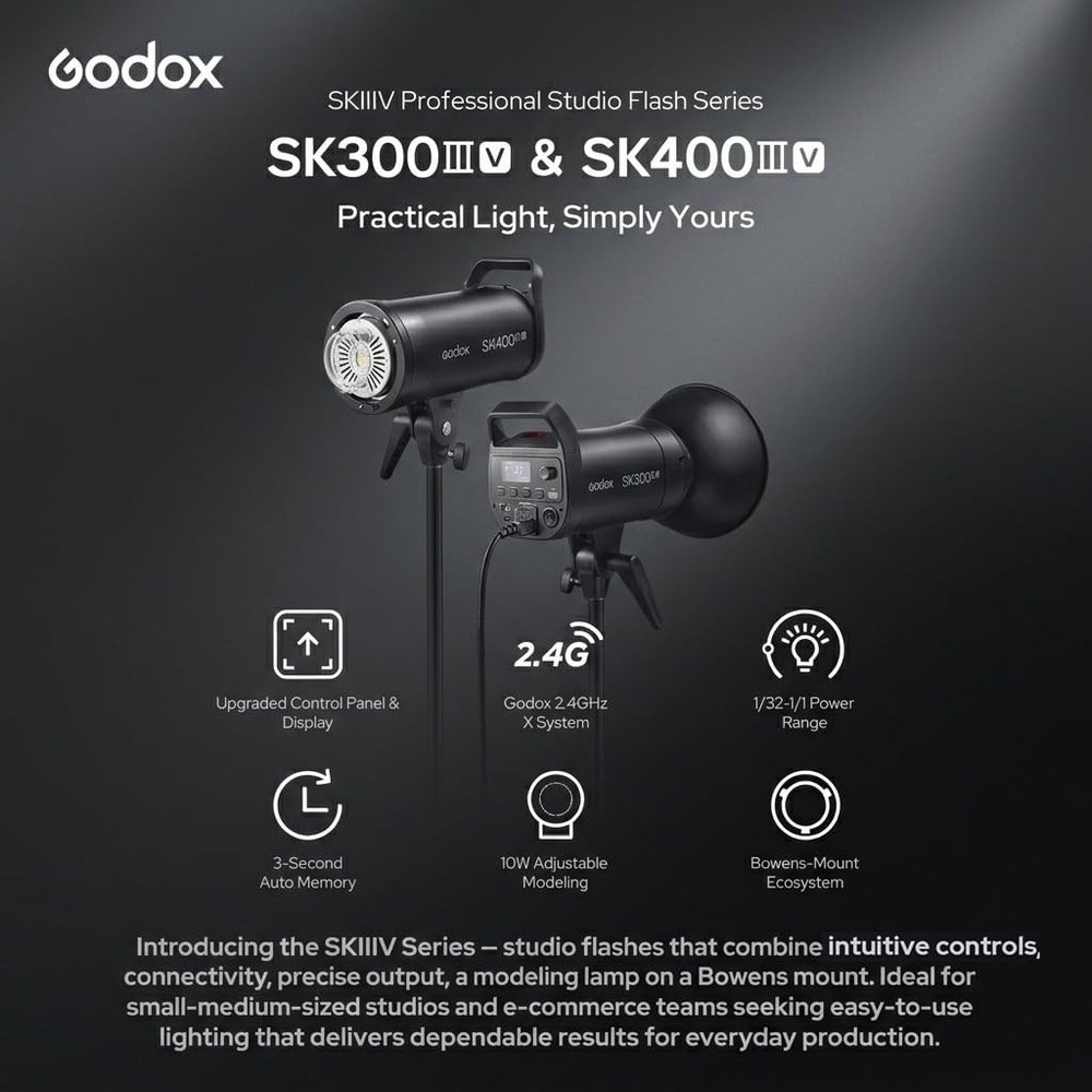 Godox SK400III-V(New Upgrade) Studio Flash Strobe 400Ws Flash with Control Panel
