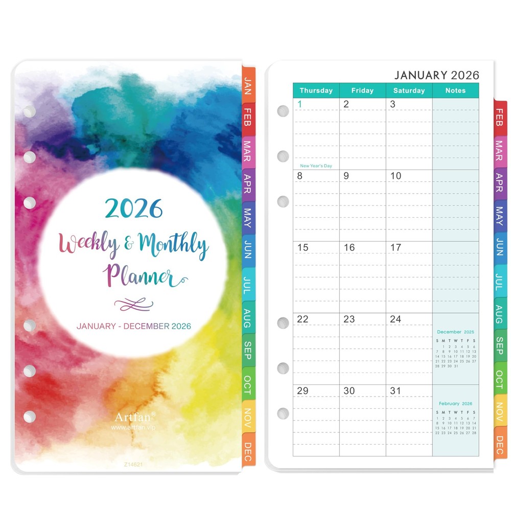 2026 Planner Refills - 2026, Weekly and Small, Multicolored