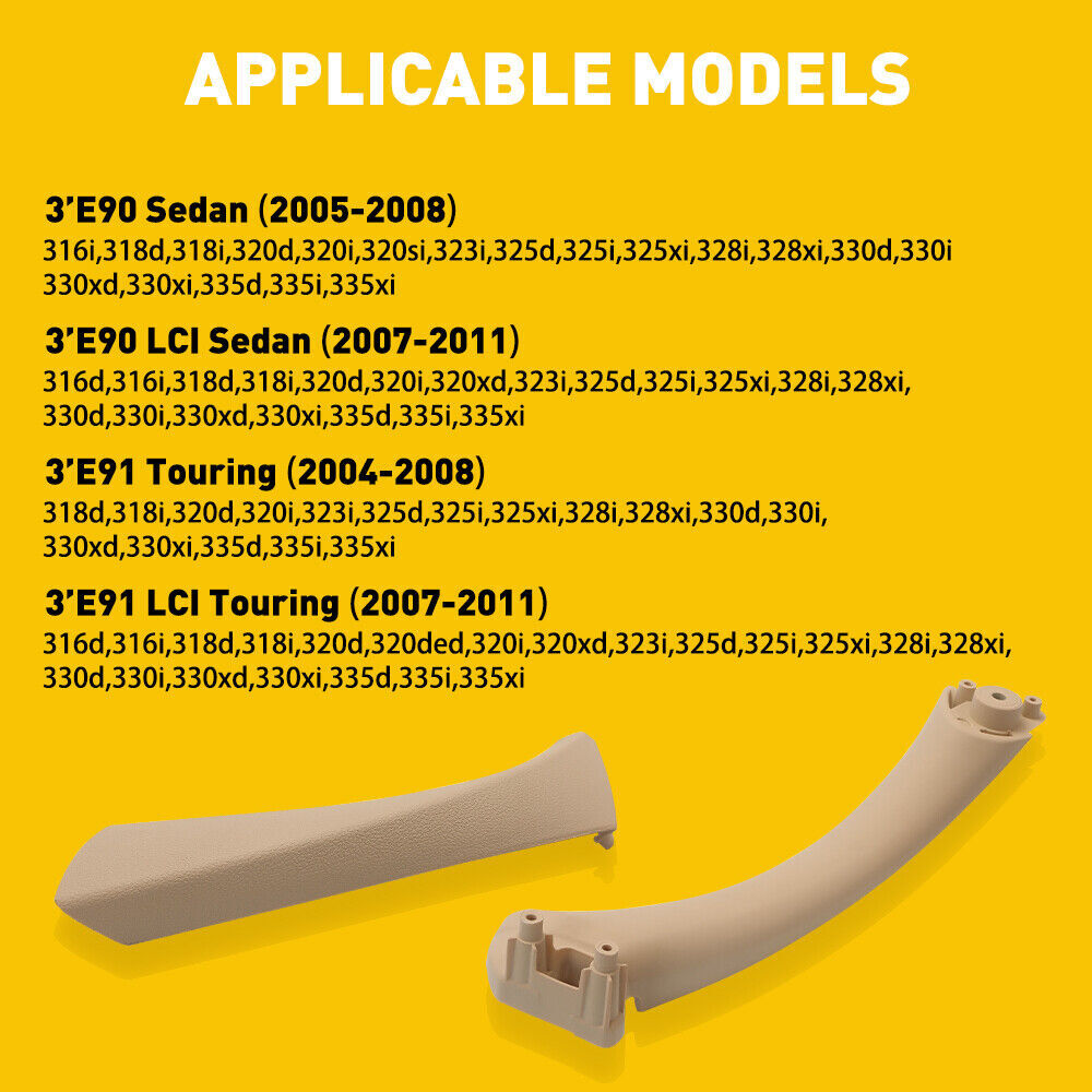 Left Right Outer Inner Door Panel Handle Pull Trim Cover For BMW E90 E91 328i M3