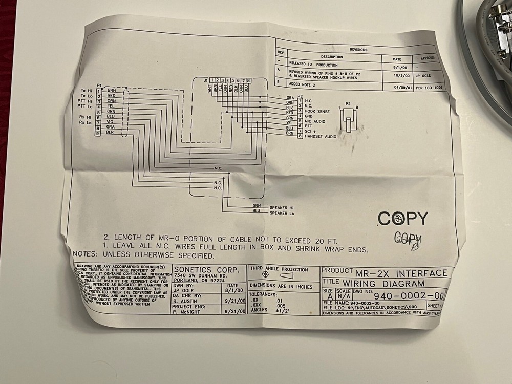 FireCom Fire Com MR-2X Mobile Radio Interface 110-5107-30 Assembly