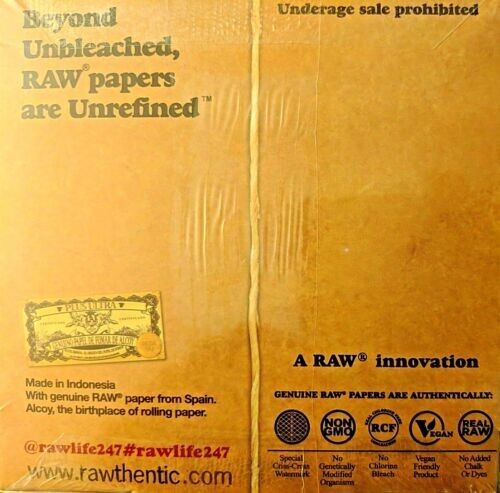😎4x RAW CLASSIC NATURAL UNREFINED ROLLING PAPERS✨ 1 CONE PER PACK👀