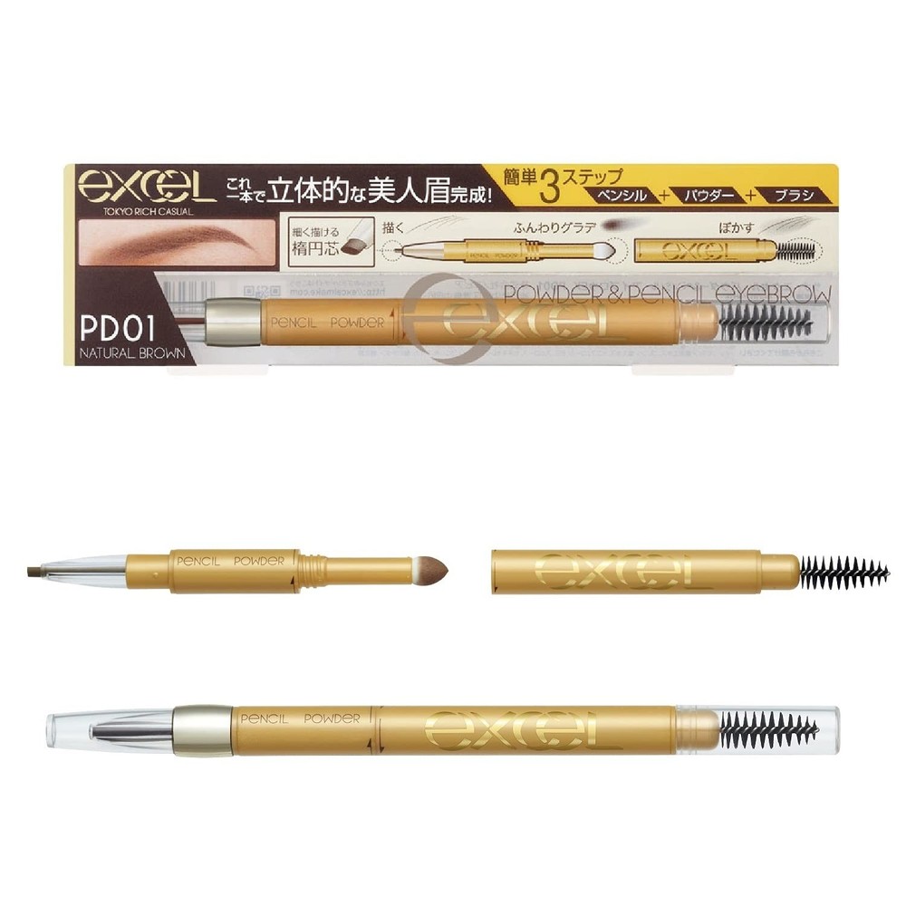 EXCEL Powder & Pencil Eyebrow PD01 natural brown