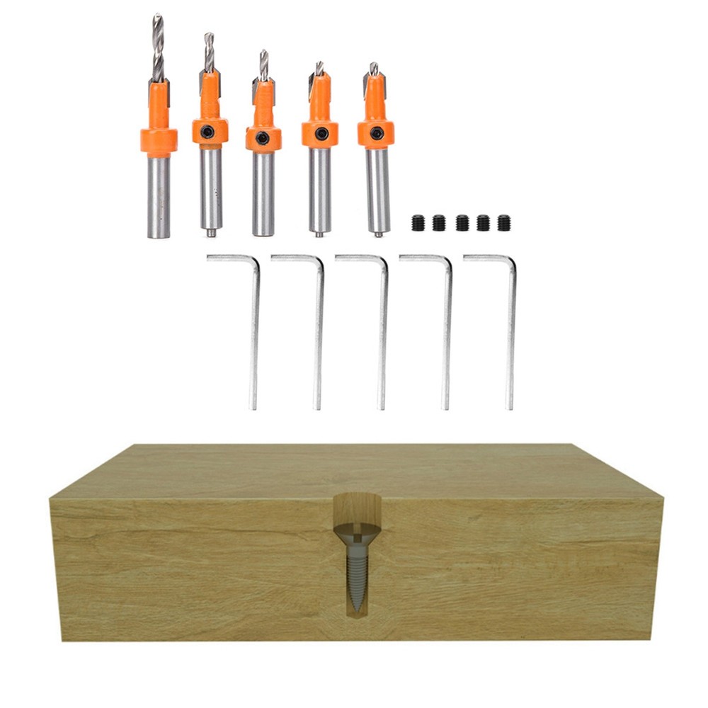 5PcsCountersink Drill Bit Woodworking Self Taping Drill Bit Carpentry Tool New