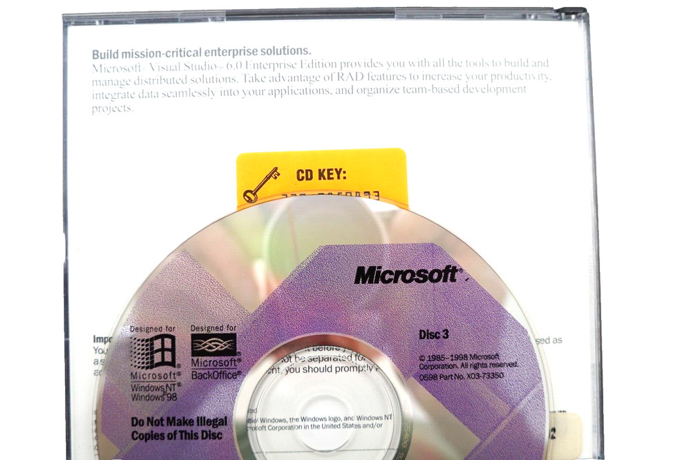 Microsoft Visual Studio Enterprise 6.0 6 Windows 95 ~ 11 Retail / 10 CD's KEY #4