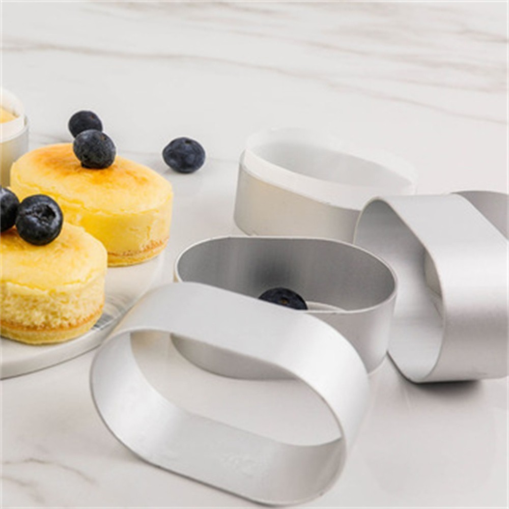 Multi Functional 10PCS Aluminium Oval Egg Shape Cheese Cake Rings Baking Molds