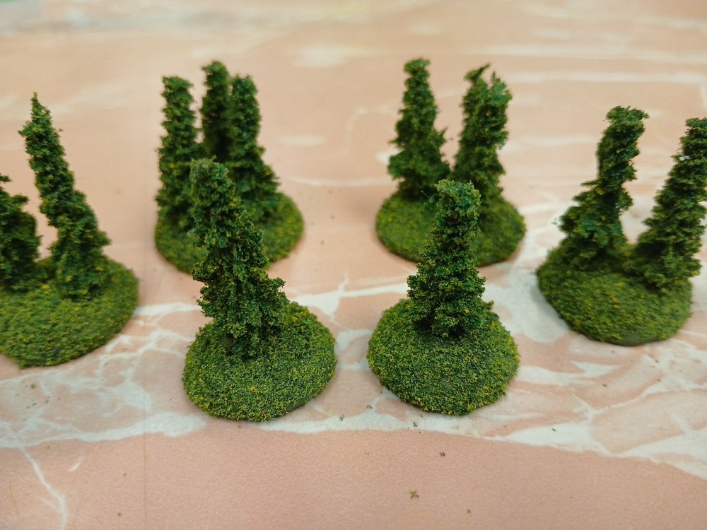 12 based Landscape Model Micro Flocked Pine Tree wargaming scenery terrain 1.5"