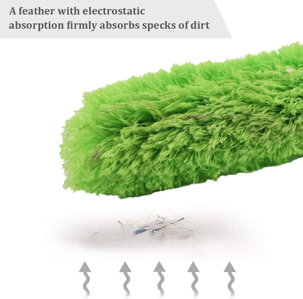 Microfiber Feather Duster Extendable Duster w/ 100 Inches Extra Long Pole Green