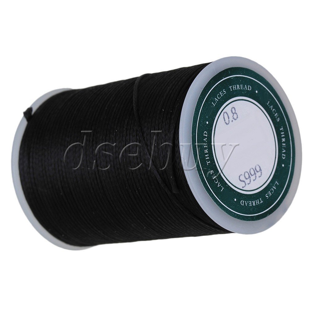 5 Pieces 78M 0.8MM Black Flat Waxed Polyester Thread Polyester Cord