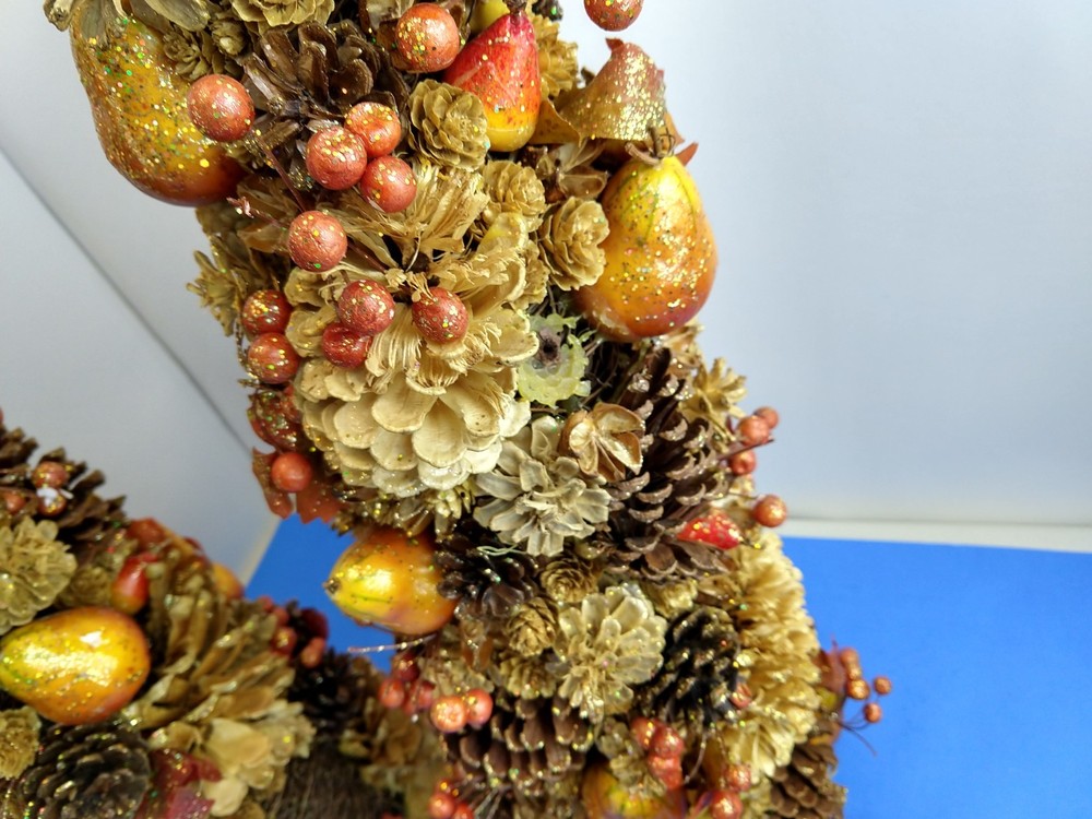Set of 2 Rustic Pinecone Tree Sparkly Autumn Decor 24"