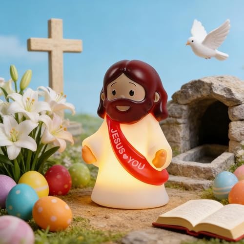 3 Pack Easter Jesus Night Light Lamp, LED Tap-Dimmable Bedside Touch Lamp,