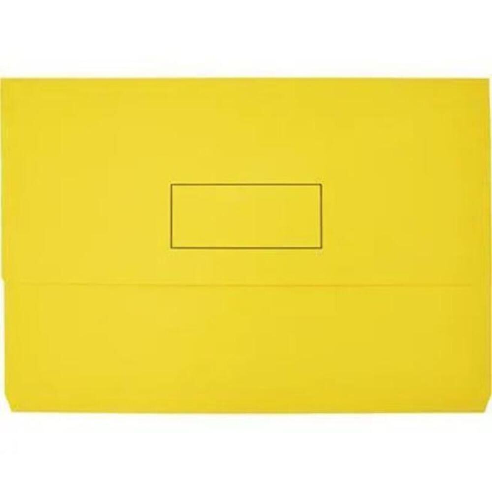 NEW Marbig Slimpick Document Wallet Foolscap Yellow Pack 50
