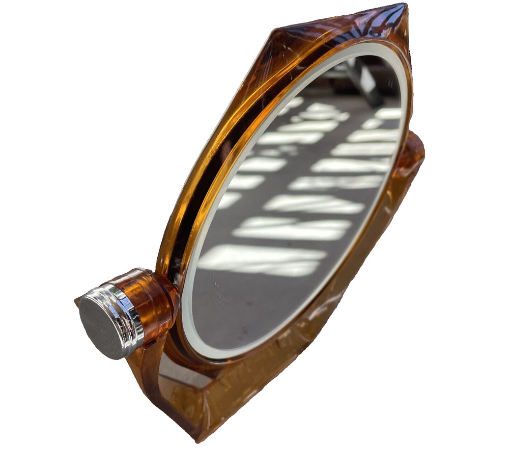 💥Vintage Mohawk Beveled Double Sided Magnified Make Up Celluloid Mirror