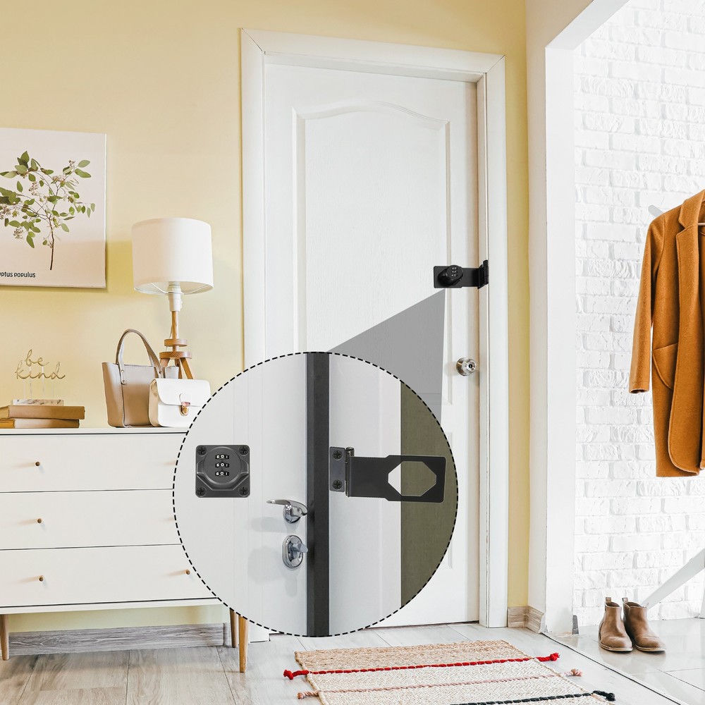 2Pcs Combination Rotary Hasp Locks Security Door Latch 3 Digit Password Black