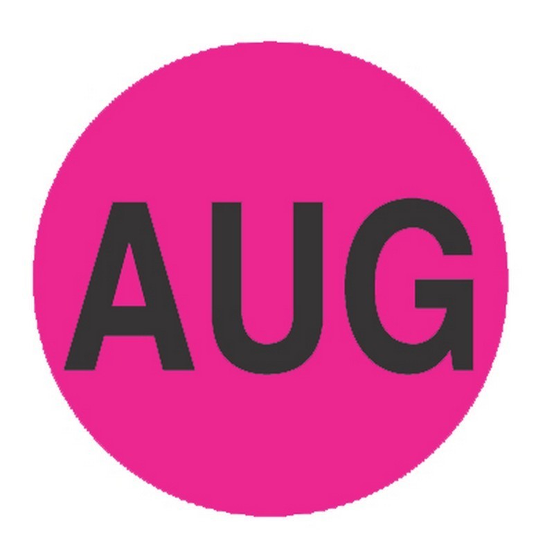 2" Diameter August Circle Labels (500 per Roll)