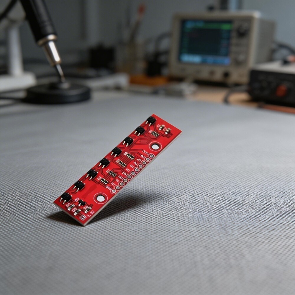 DIY Robotics Module 8-Way Line Detector Red PCB Compact 65.7x16mm Dimensions