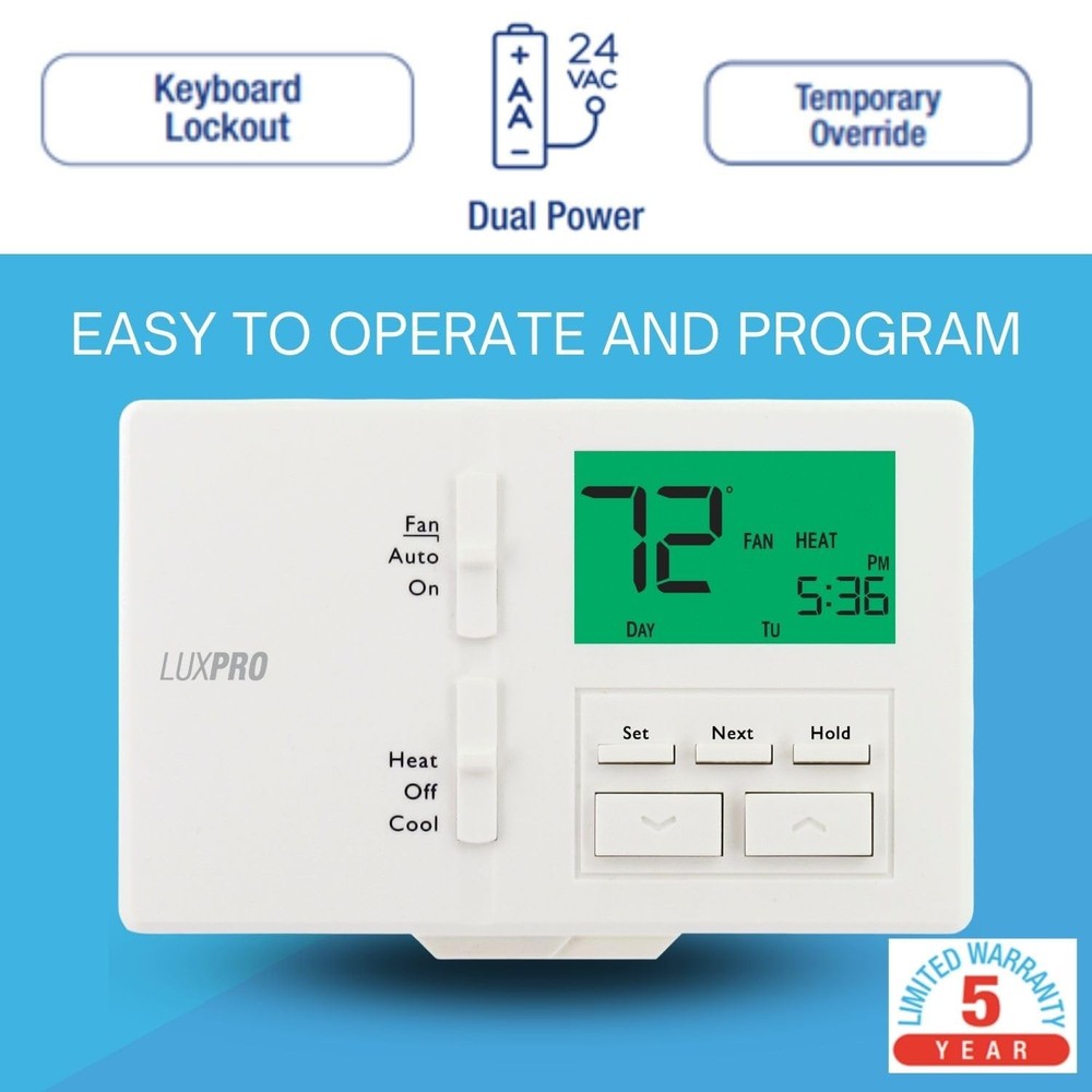Pro All in One Non Programmable/Programmable Thermostat; 7 and 5/2 Day Settin...