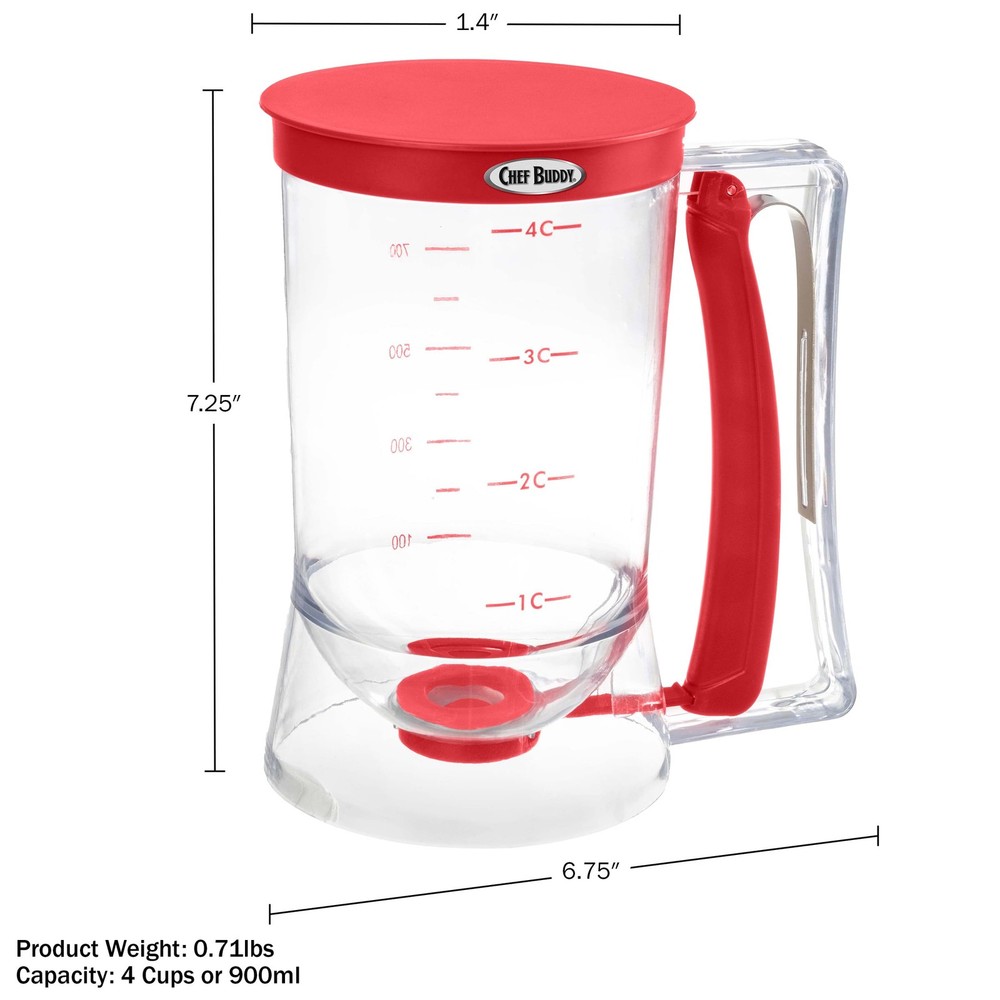 Pancake Batter Dispenser - 4-Cup Batter Dispenser with Squeeze Handle for Pan...