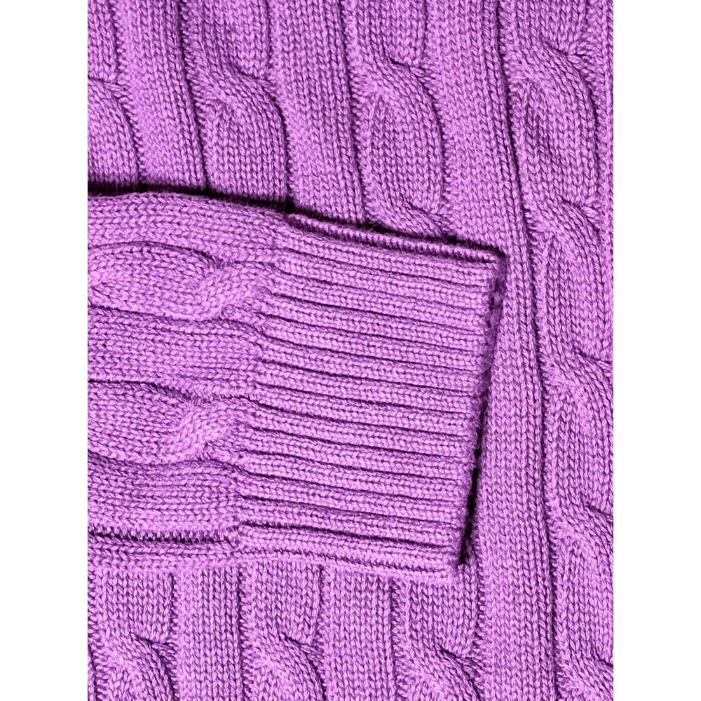 Piombo Purple Cable Knit V-Neck Pullover Sweater size Large