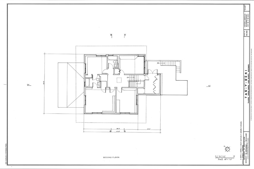 4 bedroom open plan home by Frank Lloyd Wright, printed architectural drawings