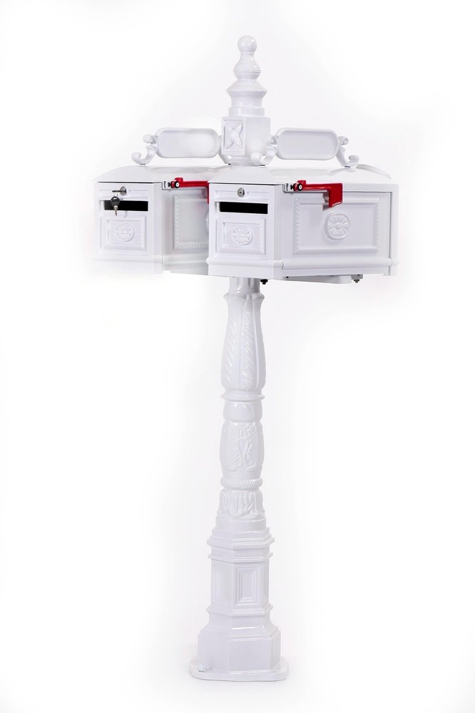 Locking Double WHITE Mailbox Premium Secure Cast Aluminum Better Box Mailboxes