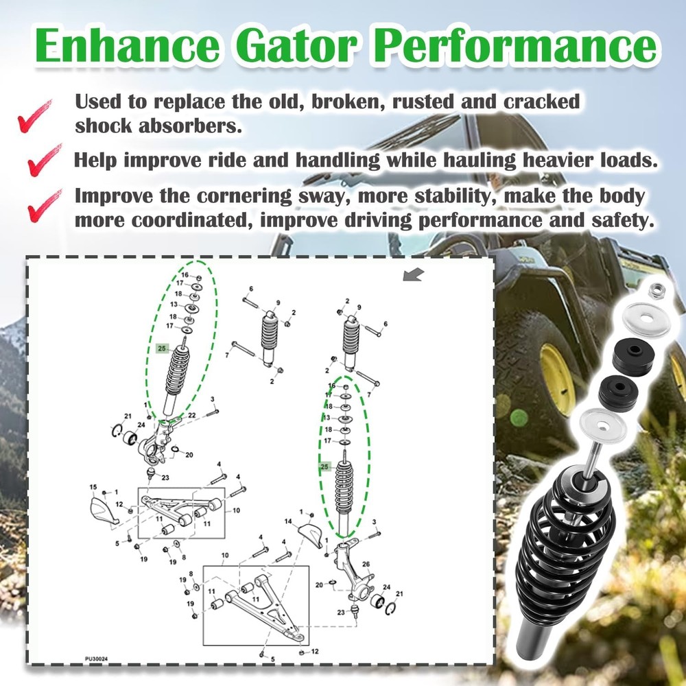 (2PCS) Front Left & Right Shock Absorber Set AM137957 for John Deere Gator UTV