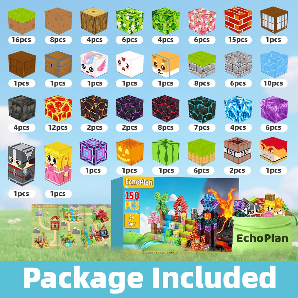 150PCS Magnetic Blocks, Magnetic Building Blocks, STEM Constructions Magnet Bloc