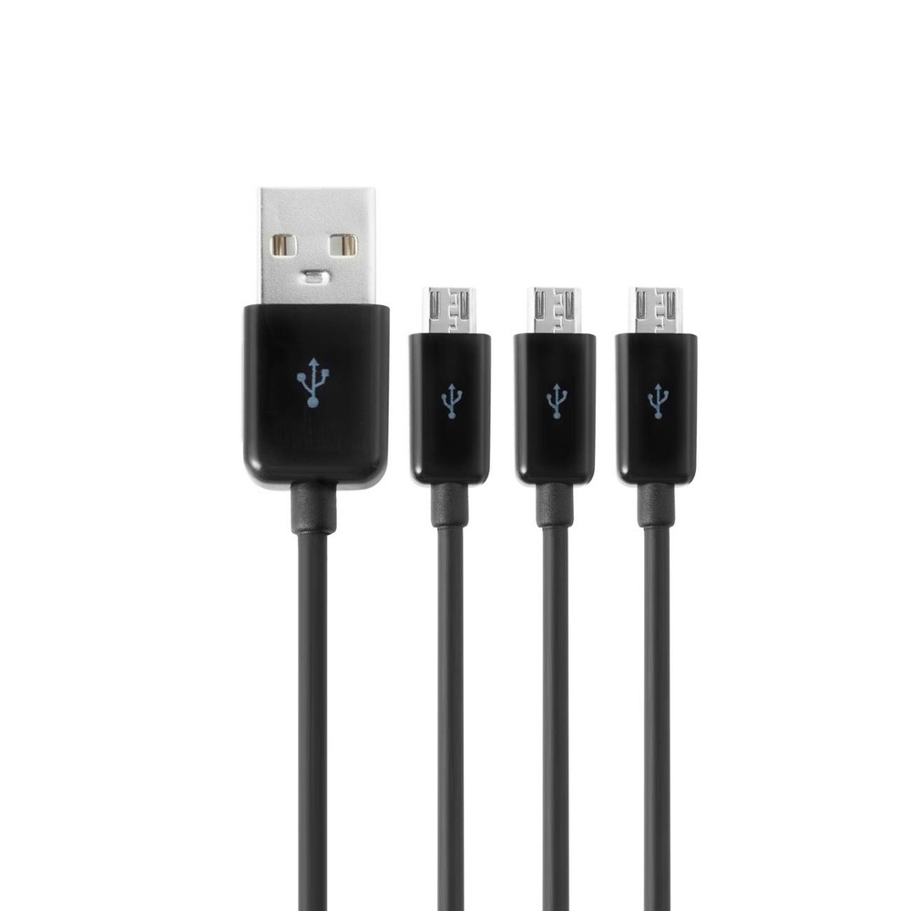 Herfair Micro USB Splitter Cable 3FT, 1 to 3 USB-A 1 3 Micro, Blackness