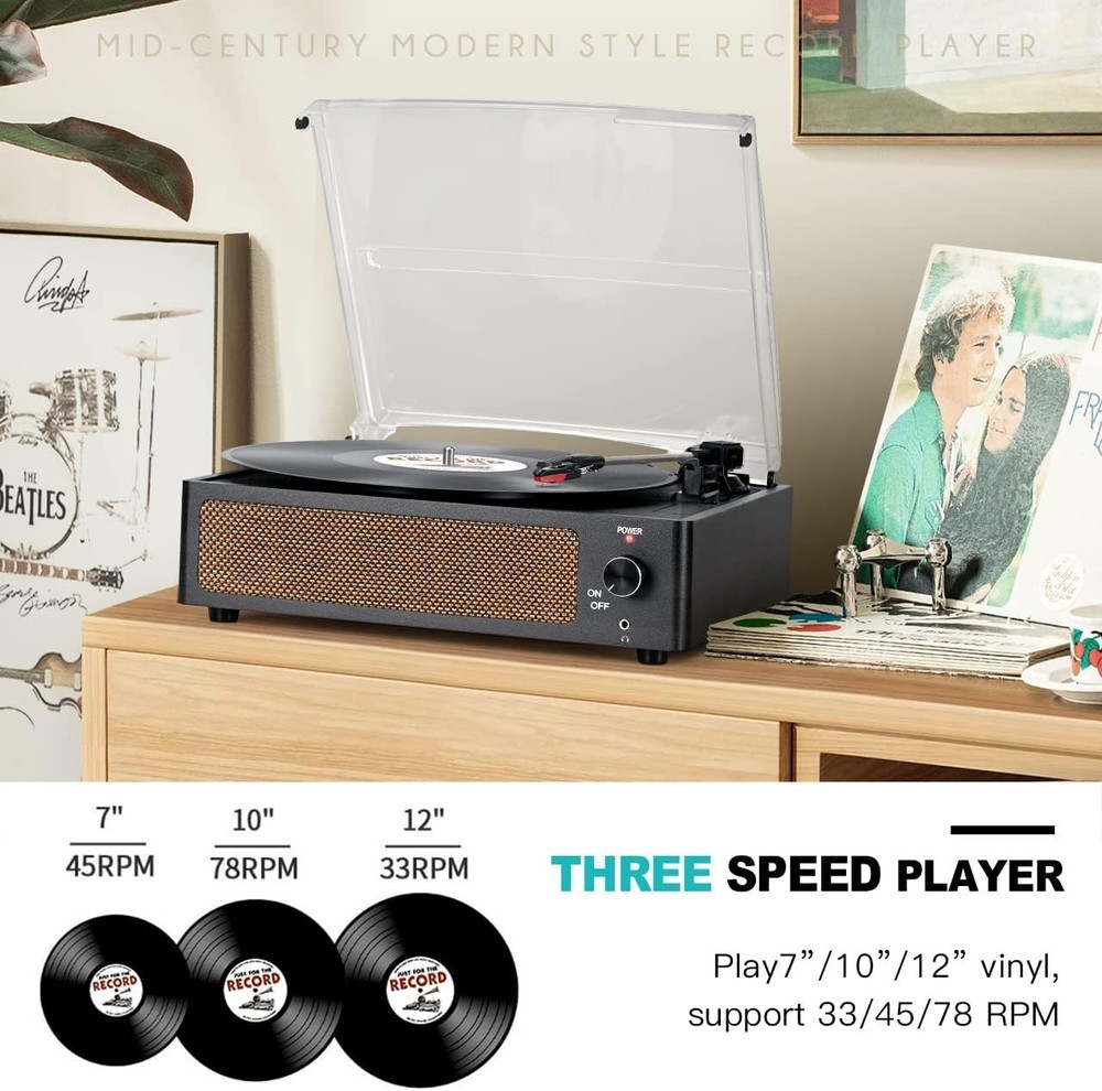 Bluetooth Turntable with Built-in Speakers