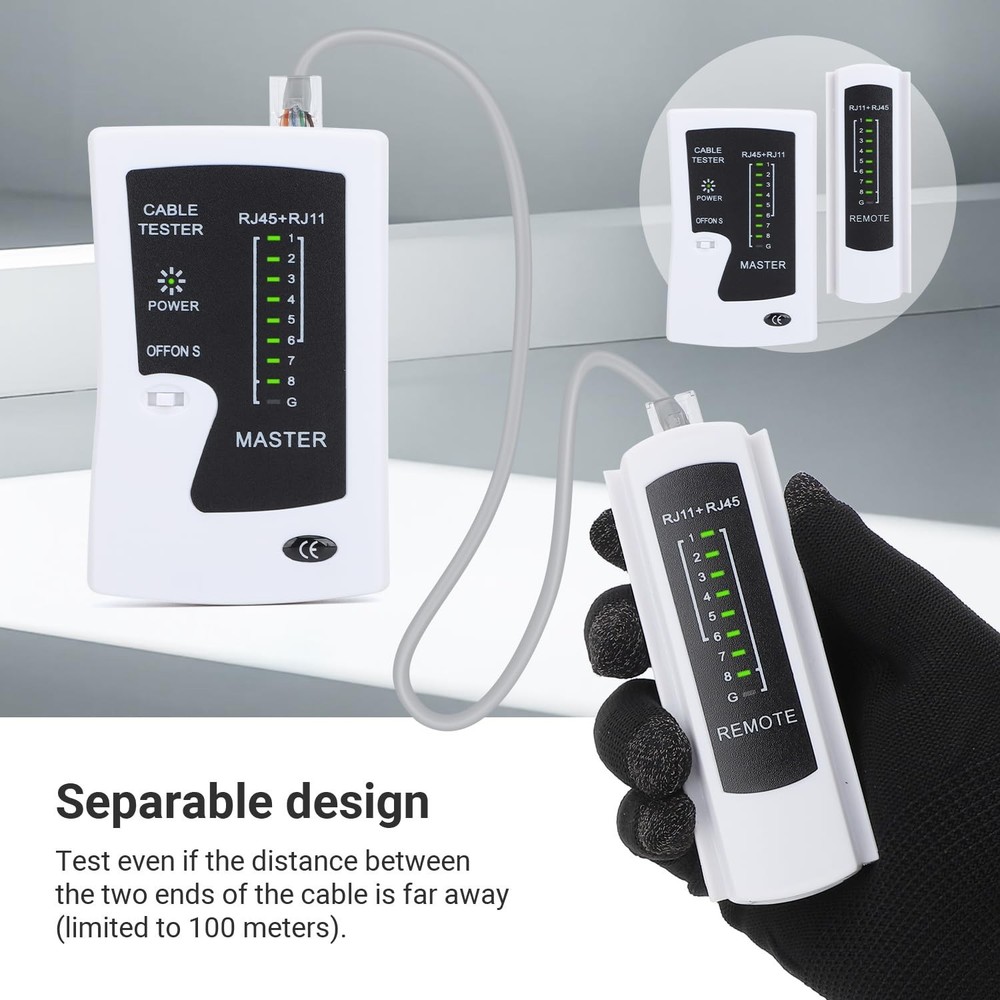 Automatic RJ45 Ethernet Cable Tester with Gold-Plated Socket - Compact Design